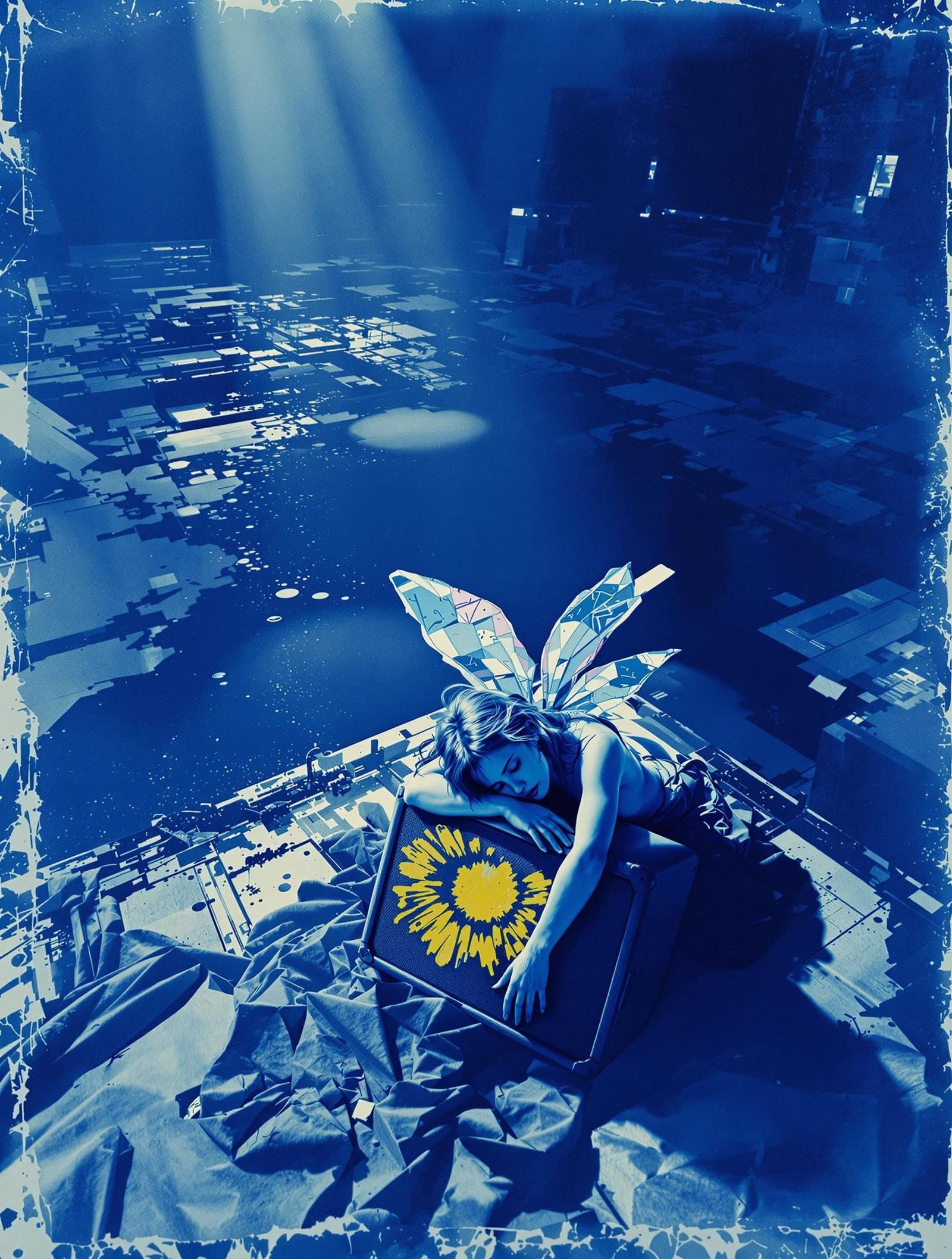 Grunge Fairy in Seattle Warehouse: Cyanotype Art