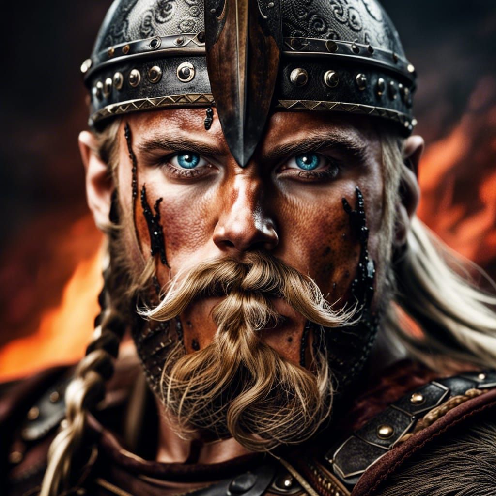 Fierce Viking Warrior Portrait Ready for Combat