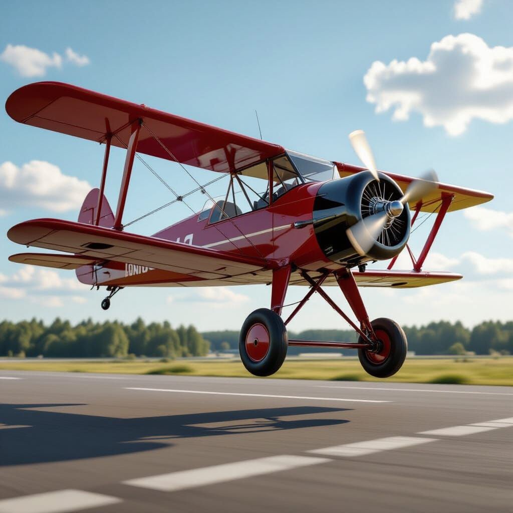 Old Biplane Takes Off in Hyperrealistic 8K