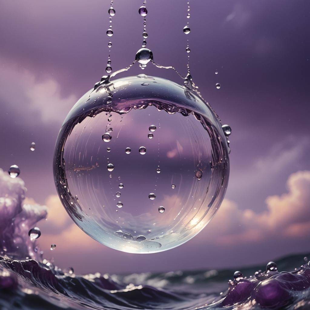 Magical Realism: Stormy Sea Inside Water Bubble