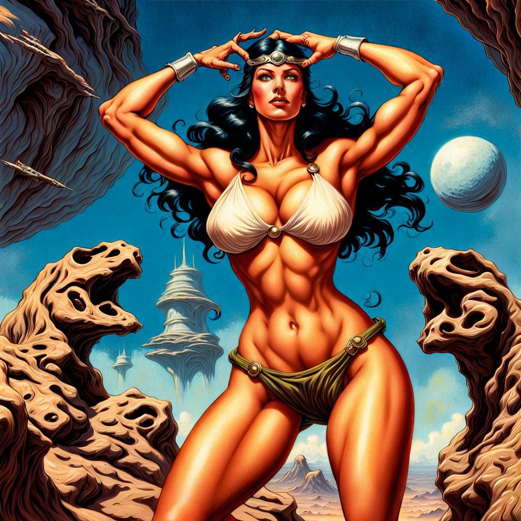 Sci-Fi Fantasy Pinup in Retro Vintage Style