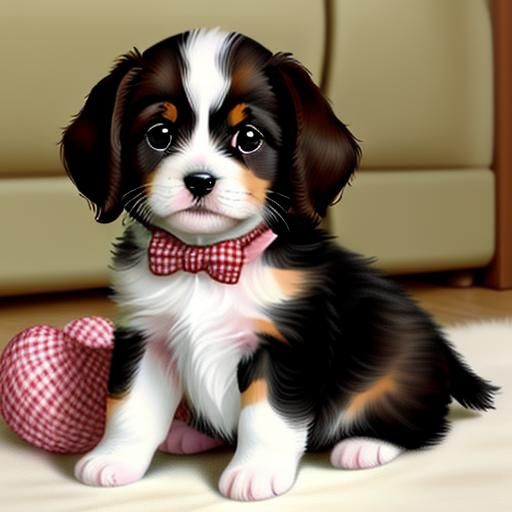 Adorable Puppy and Kitten Sketch