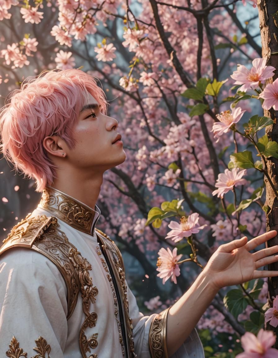 Fantasy Prince with Pink Hair: Detailed Matte Painting