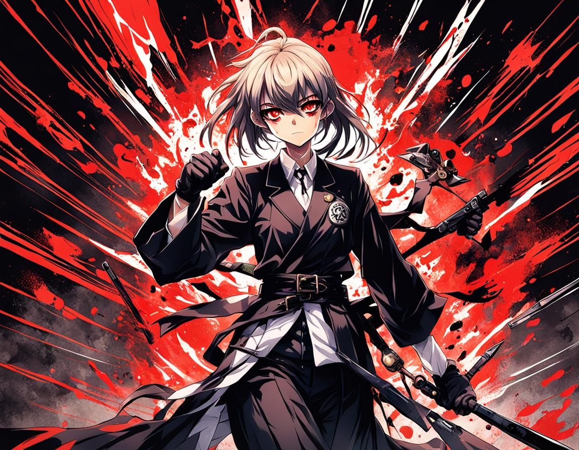 Angry Murderous Woman in Anime Style