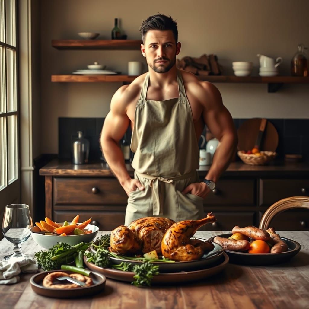 Sensual Feast: Roasted Chicken in Dreamlike Lighting