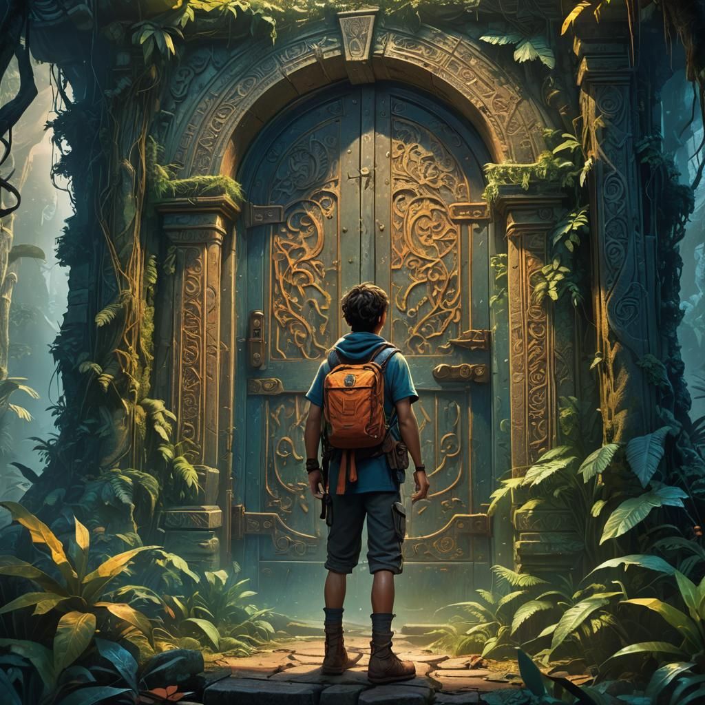 Adventurer Finds Mystical Door in Jungle