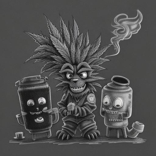 Hyperdetailed Cartoon Plushie Marijuana Stoners