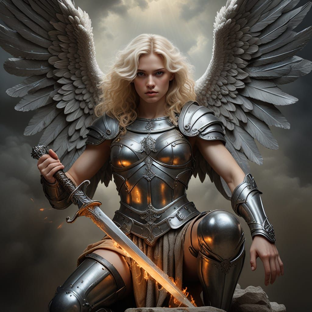 Renaissance Angel with Flaming Sword