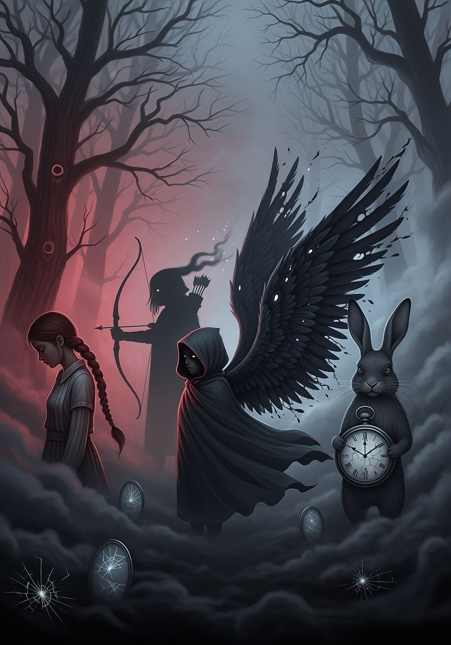 Eerie Figures Emerge from Twilight Forest