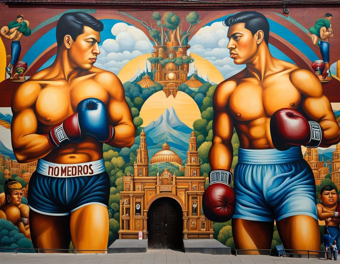 Boxing Mural (in the style of Diego Rivera)