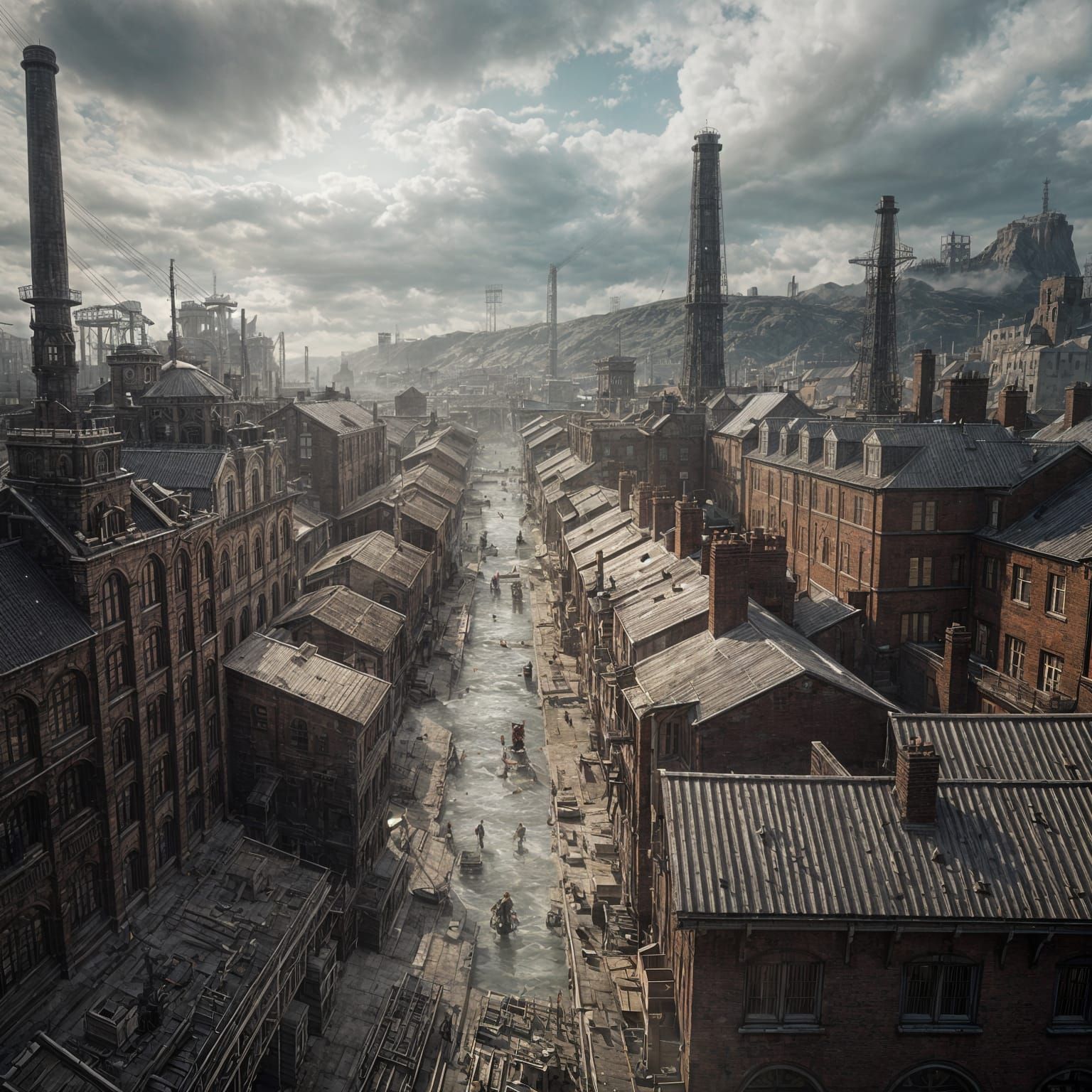 Fantastical 1920s Industrial Townscape in Northern England