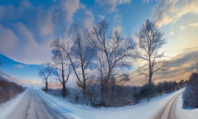 Epic Winter Landscape Photograph at Golden Hour