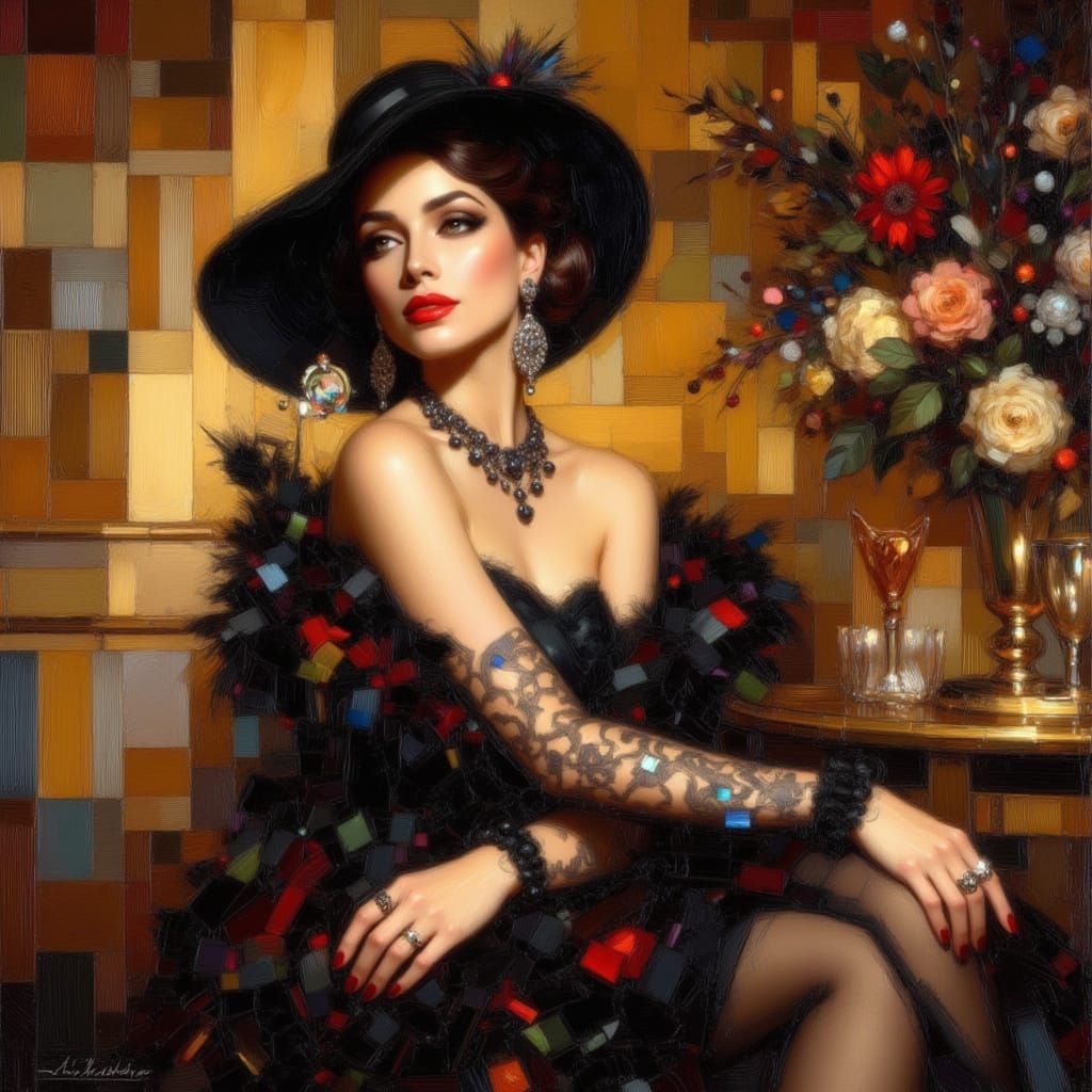 Art Deco Flapper Portrait in a 1920s Parlour