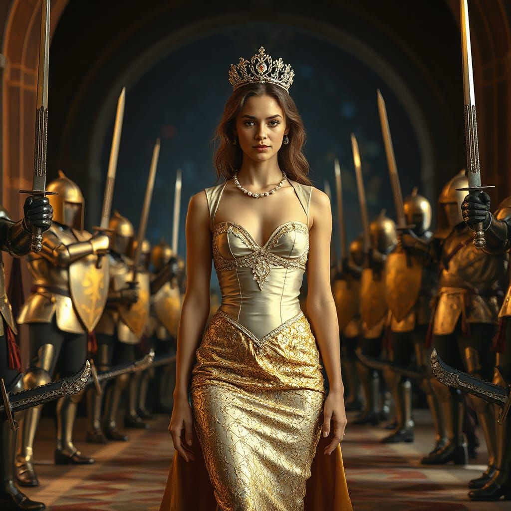 Princess Struts Through Knight Tunnel in Hyperrealism