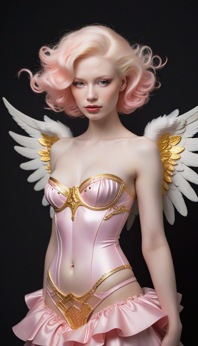 Dadaist Albino Angel in Pastel Colors