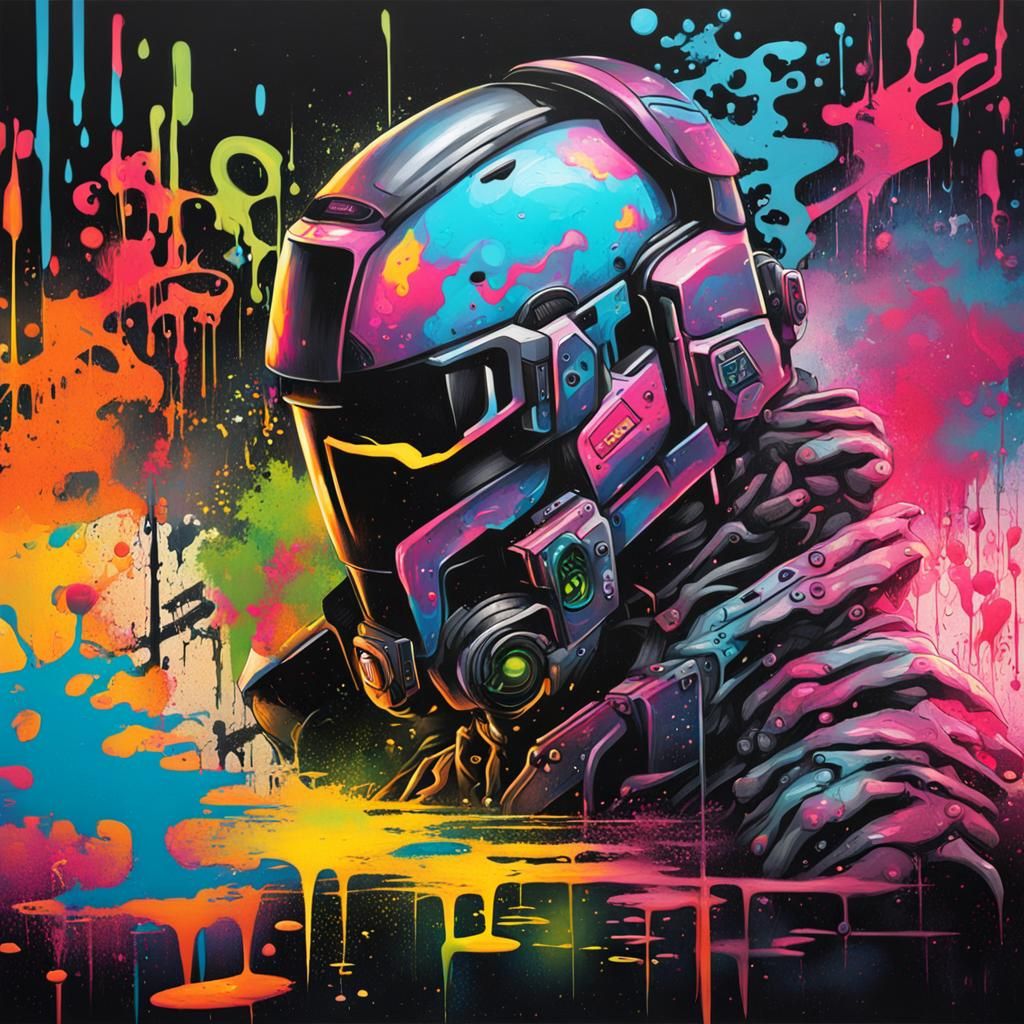 Cyberpunk Graffiti Art in a Splash Art Style