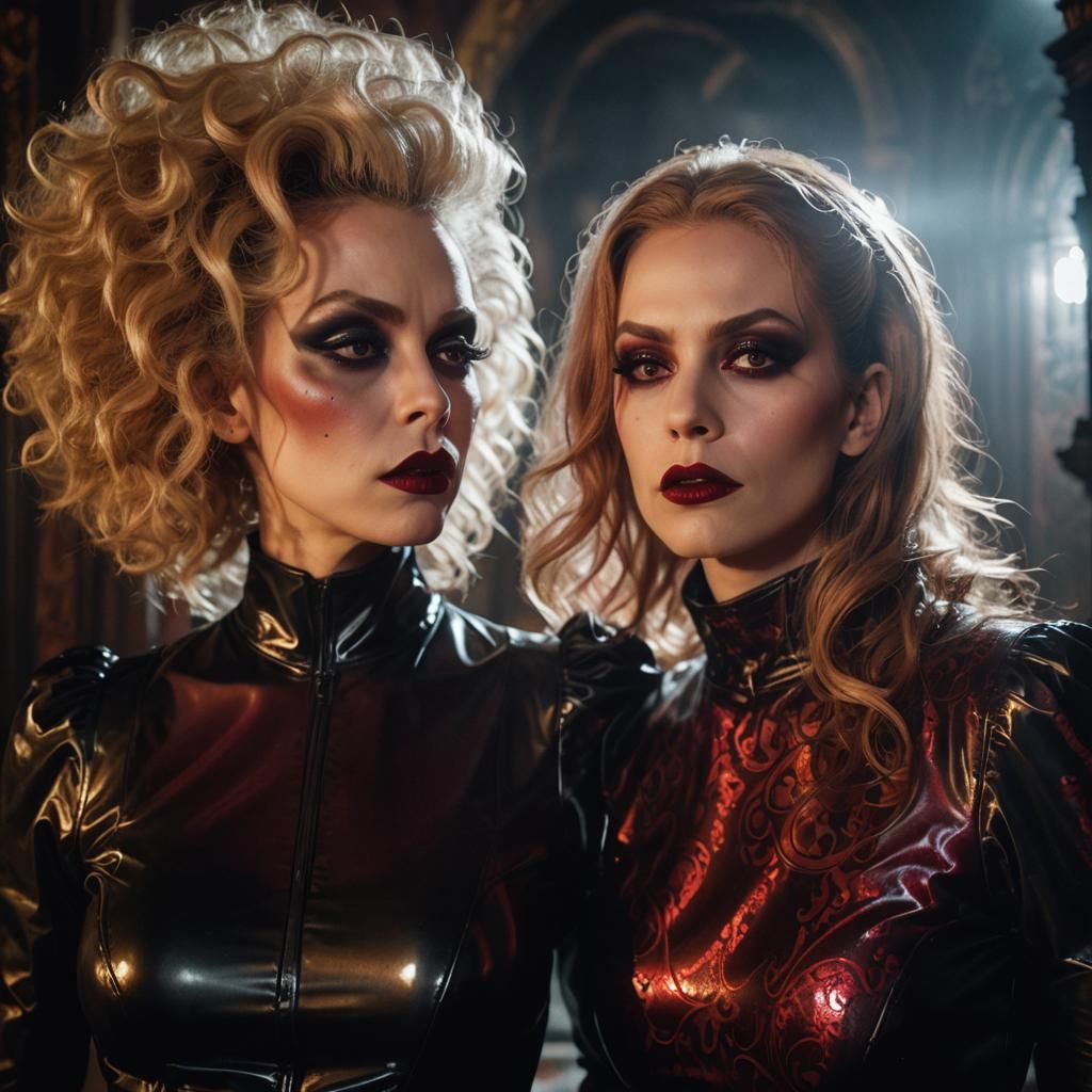 Gothic Portrait of Woman in Latex Catsuit