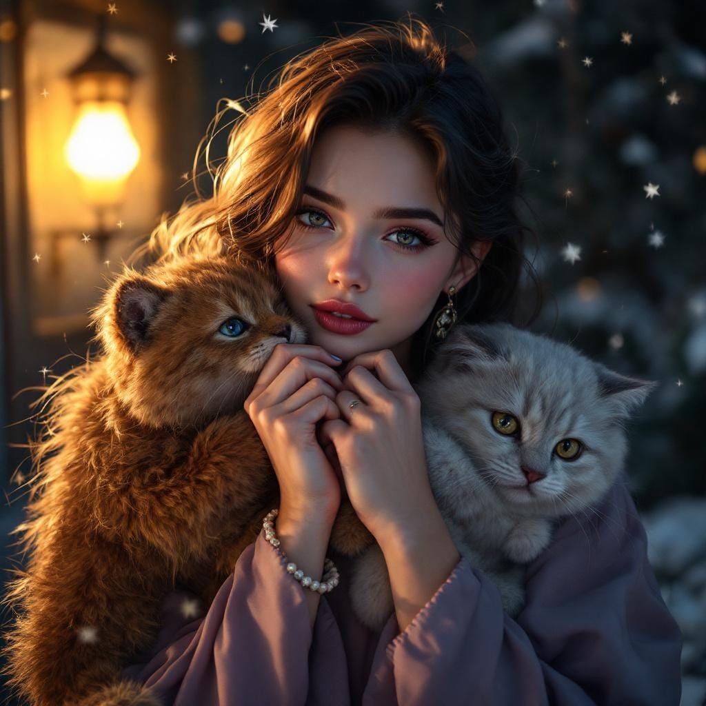 Gothic Anime Girl with Dragon and Flaming Sword