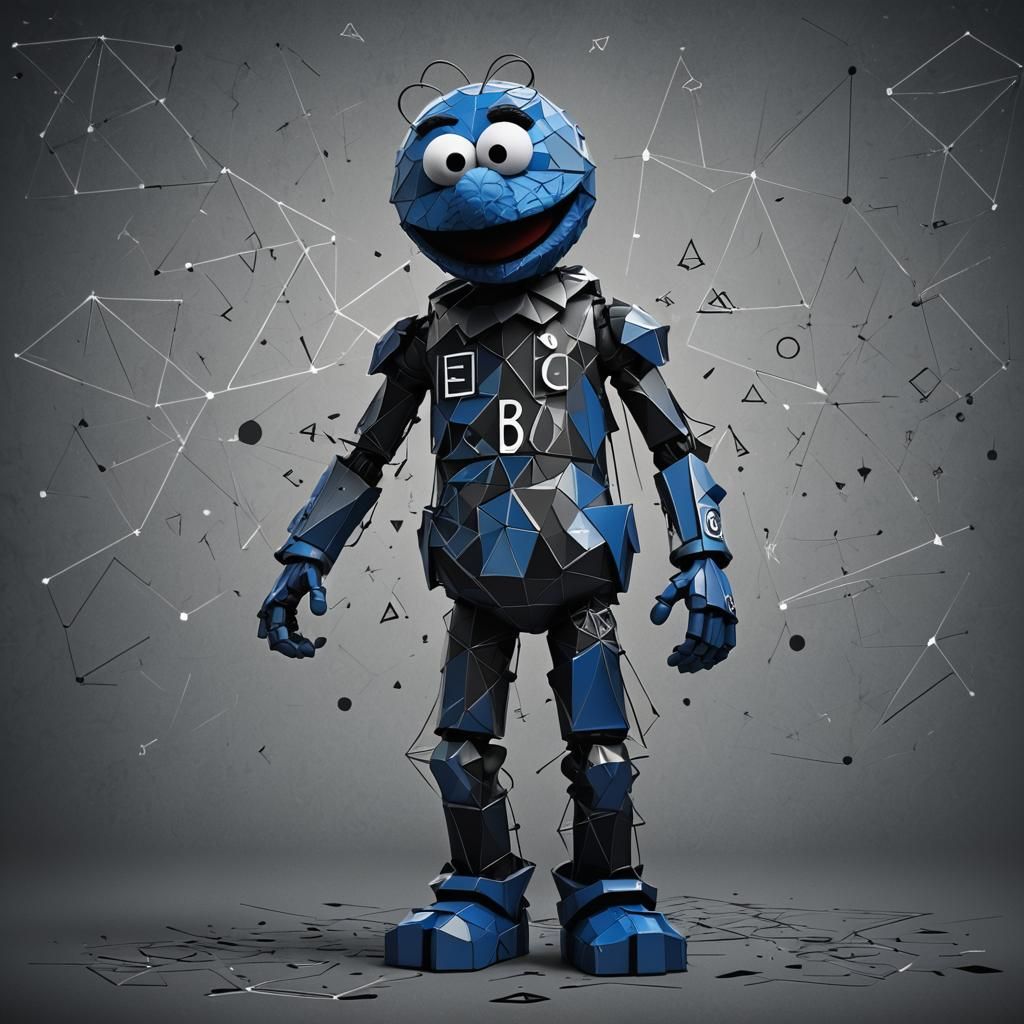 Creepy Geometric Elmo Profile Picture with Math Elements