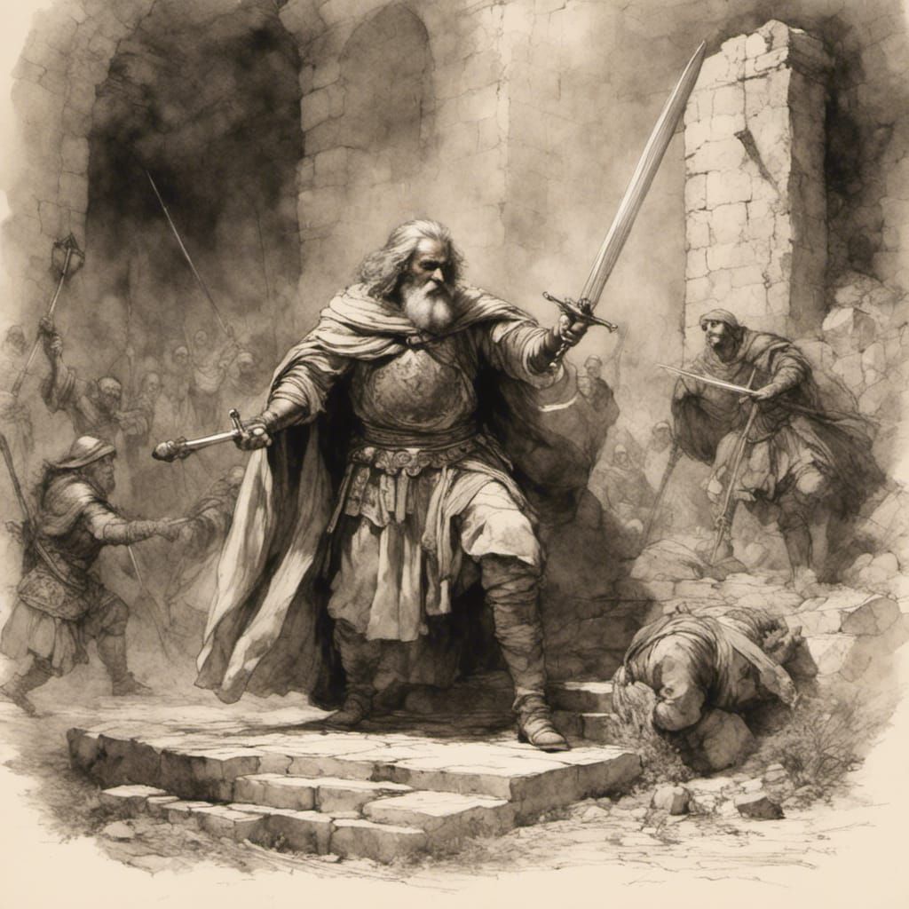 Olive Oyle as King Arthur: Sketch Art