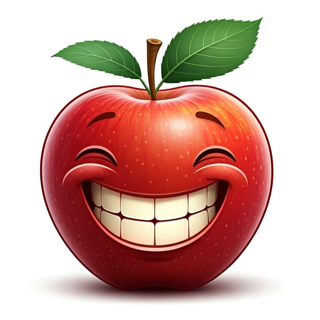 Joyful Apple Portrait in Whimsical Art