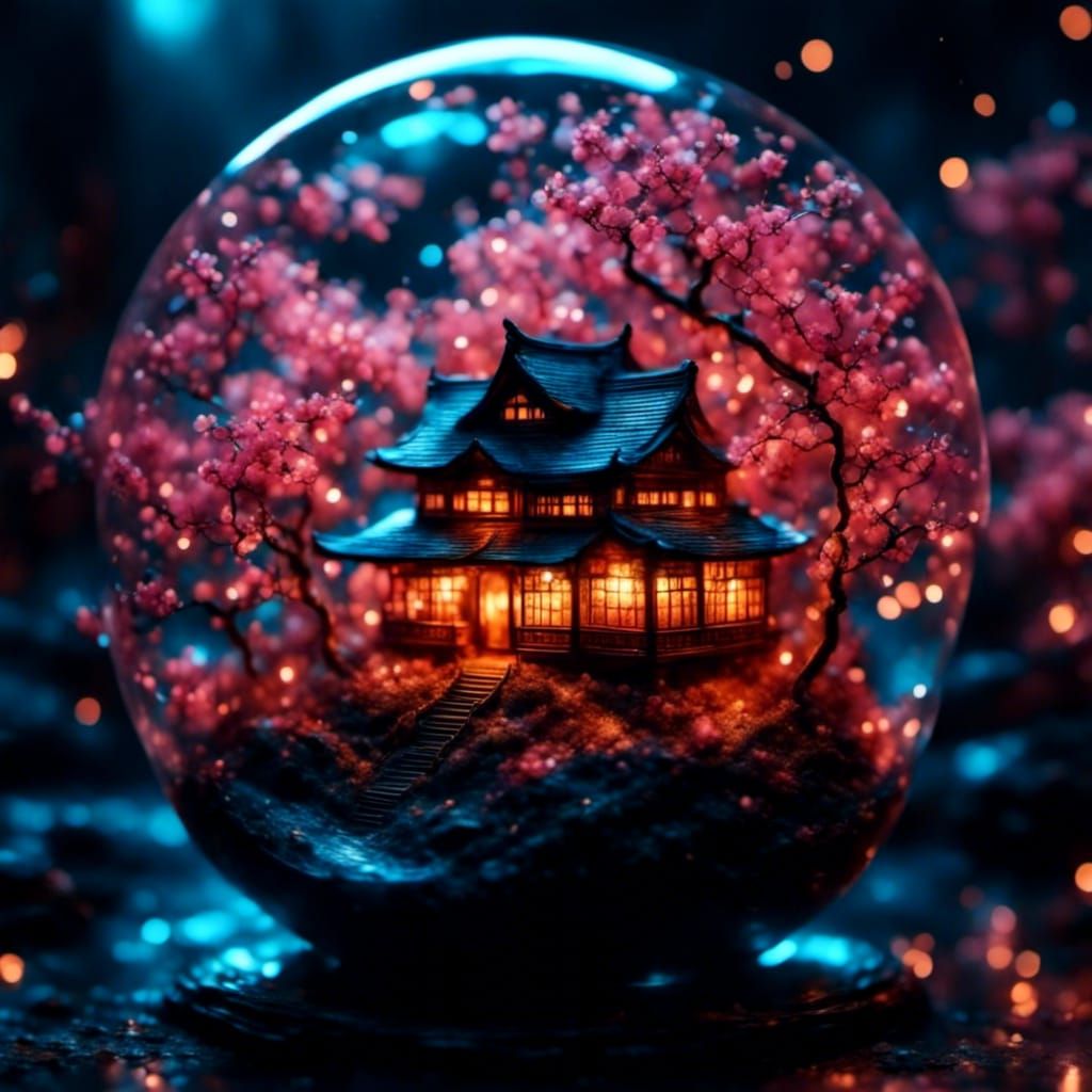 Japanese Teahouse in Glowing Sphere: Dreamscape