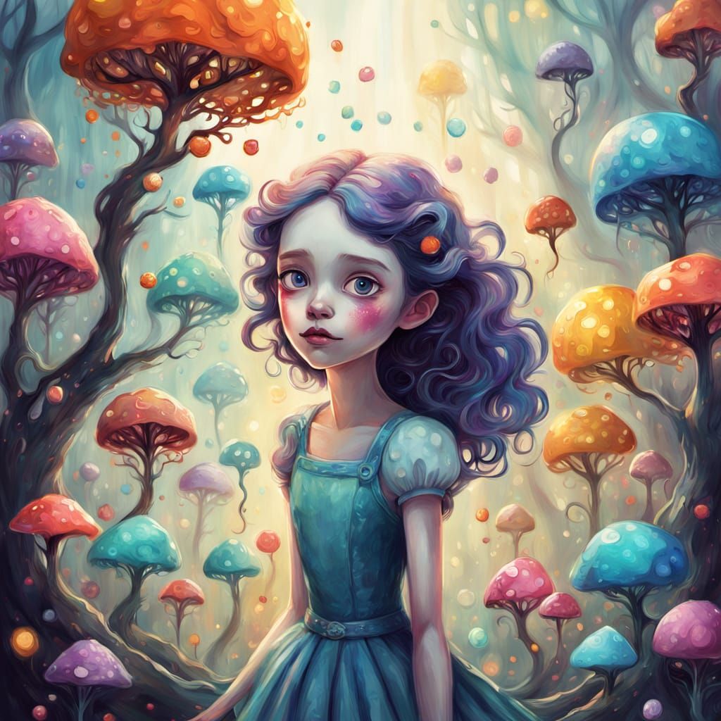Whimsical Forest Wonderland in Impasto Style
