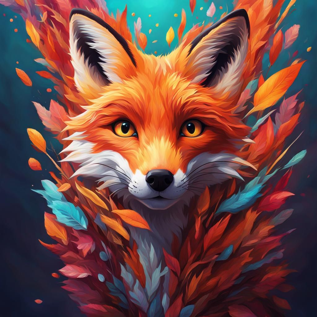 Confused Upside Down Fox in Splash Art Style