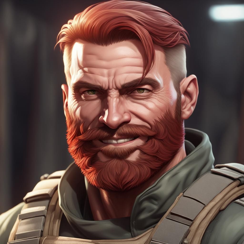 Sinister Military Man Portrait in Hyperdetailed Style