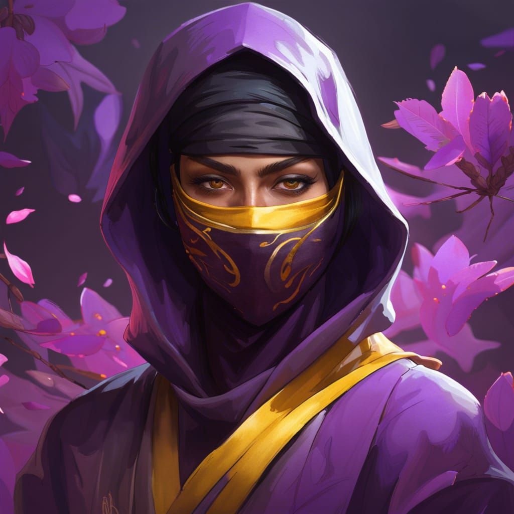 Ninja Portrait in Lilac with Dynamic Lighting