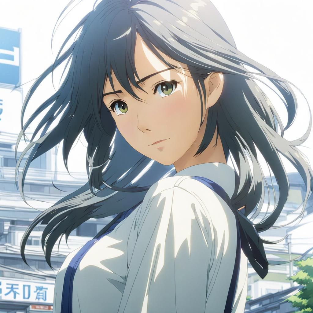 Mitsuha Portrait from Itomori in Shinkai Style