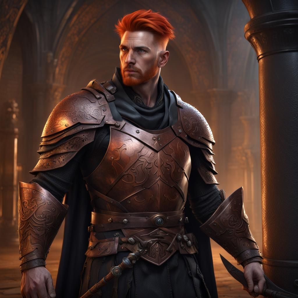 Copper Haired Warrior with Spear and Shield