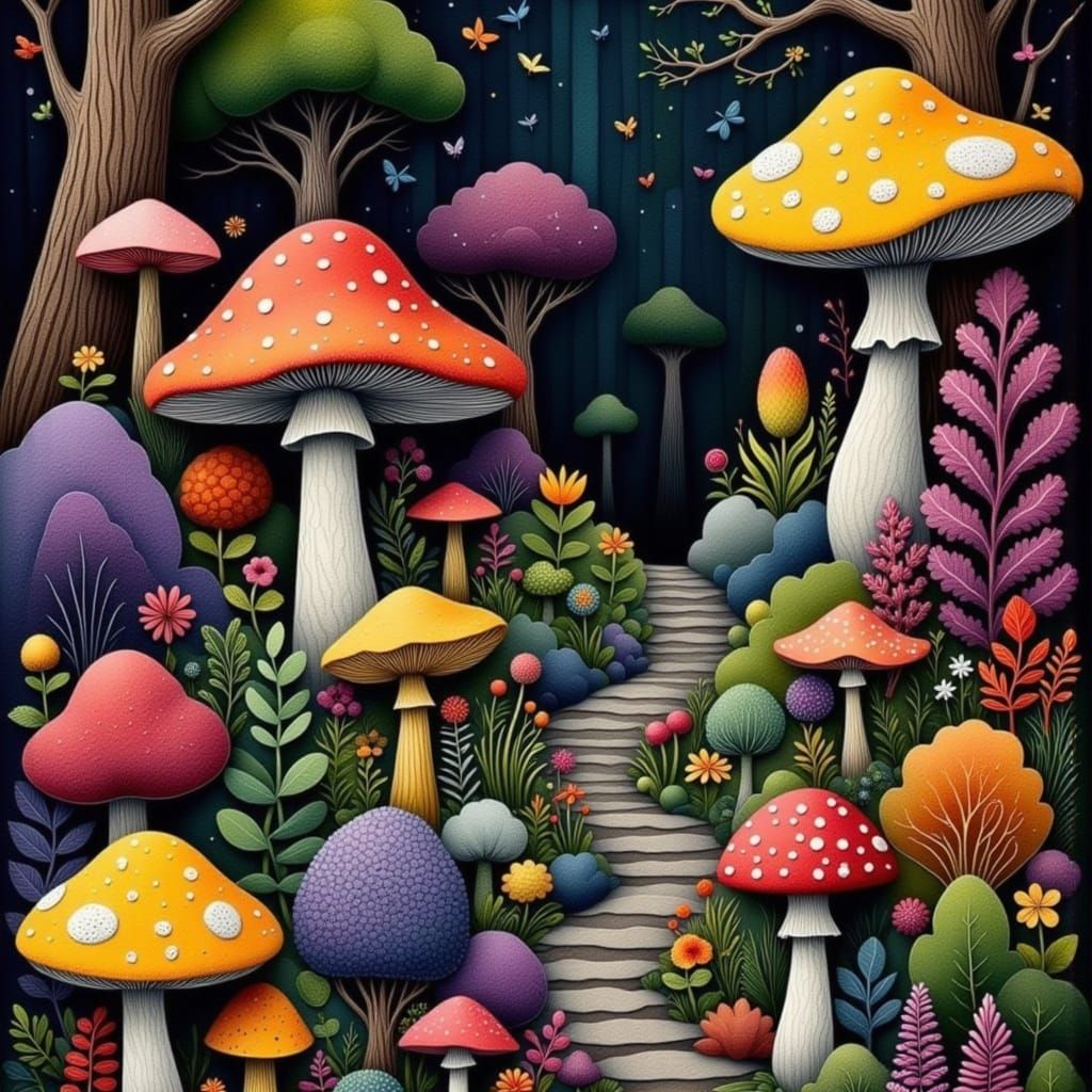 Surreal Forest Floor in Maximalist 3D Style