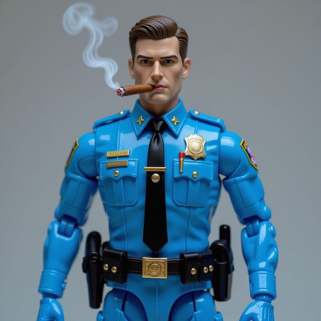 Cigar Smoking Cop with Plastic Action Figure Body