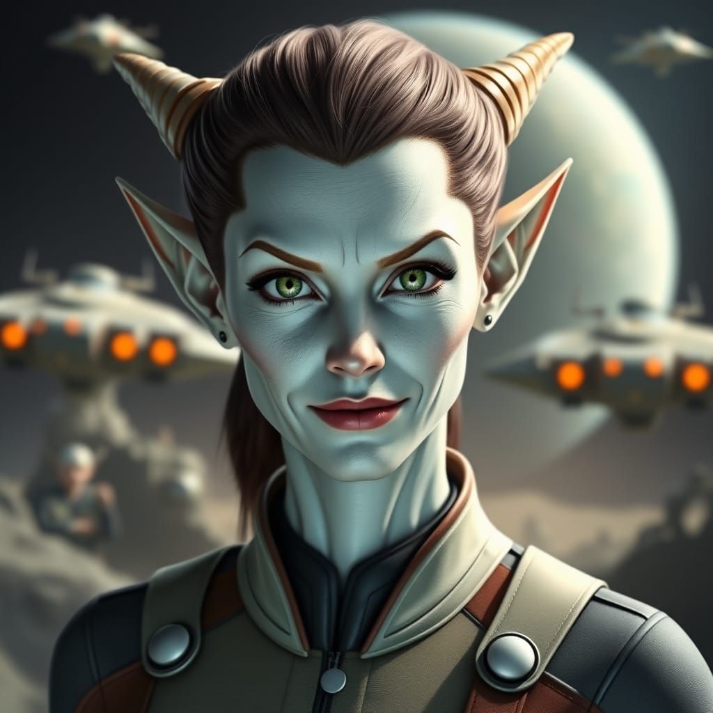 Mature Vulcan Woman with Alien Ships