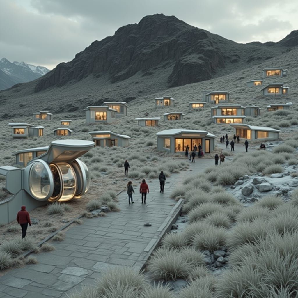 Futuristic Mountain City with Geothermal Power: Cinematic Vi...