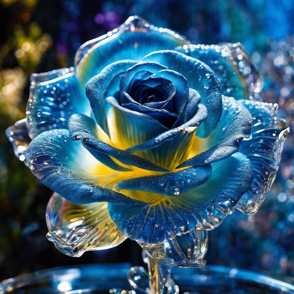 Blue Rose Raindrops