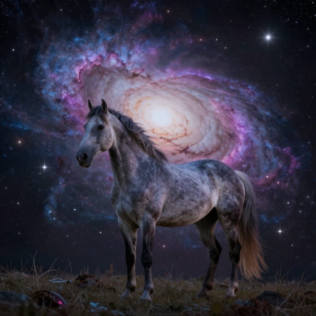 Majestic Nebula Horse Among Stars