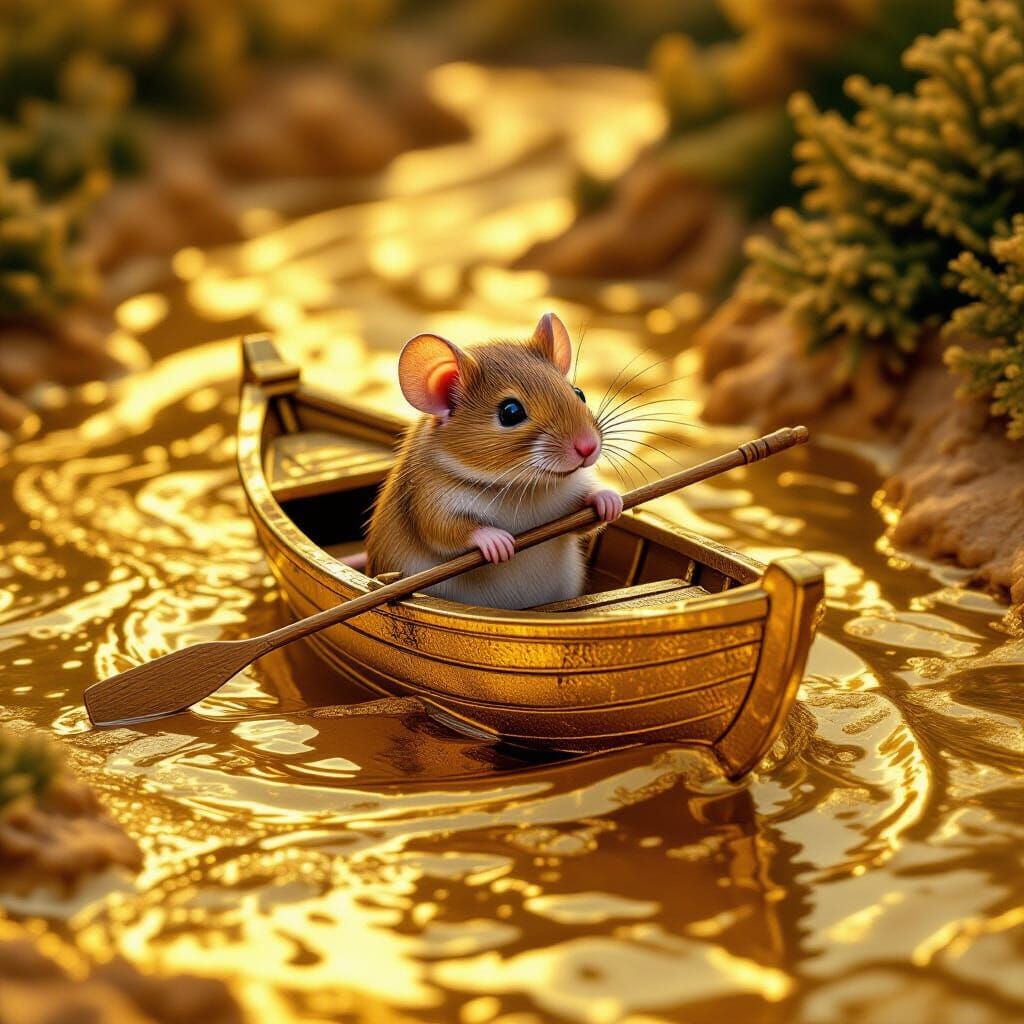 Mouse Navigates River of Liquid Gold