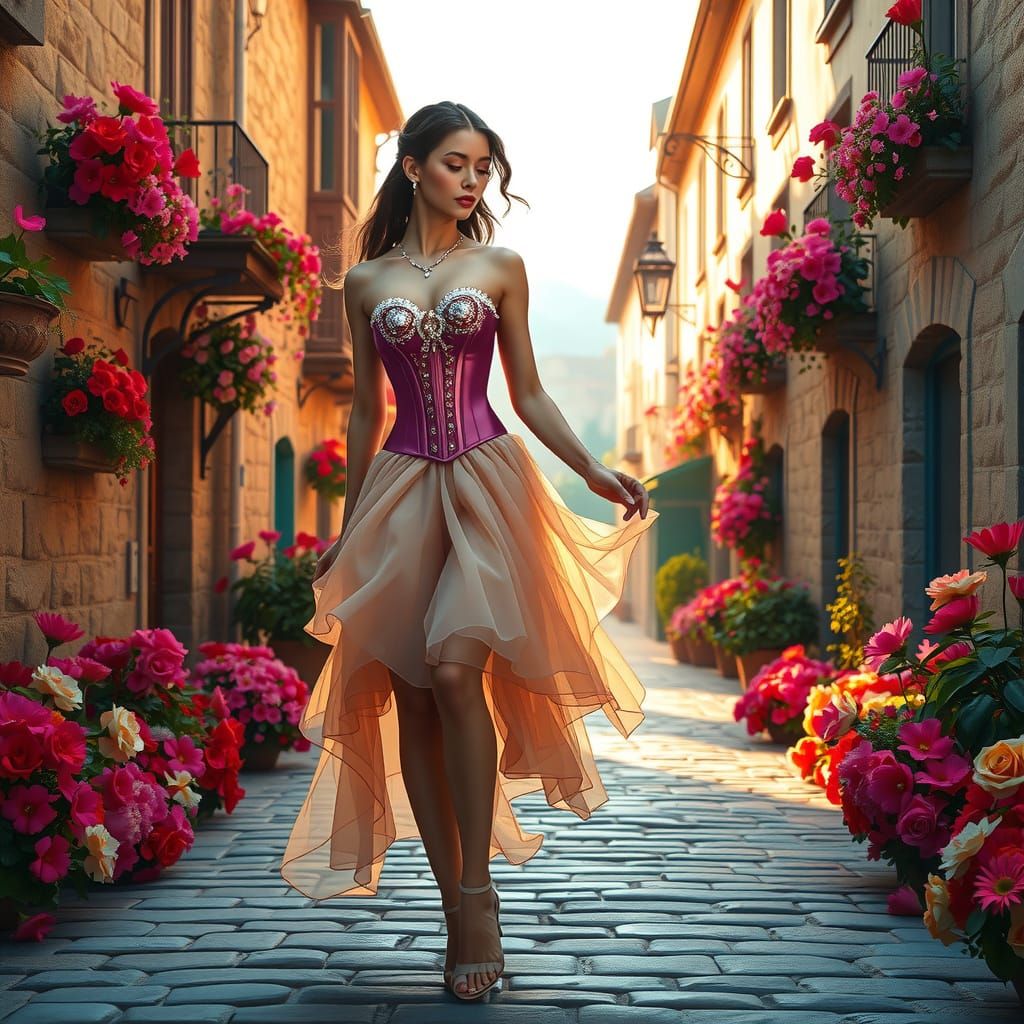 Medieval Ballerina in Vibrant Florals