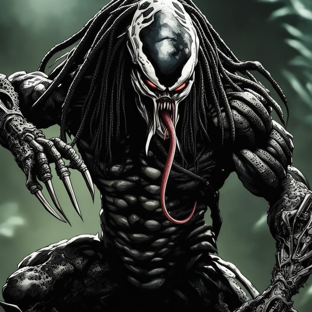The Predator from the Predator movies crossed with a Venom s...