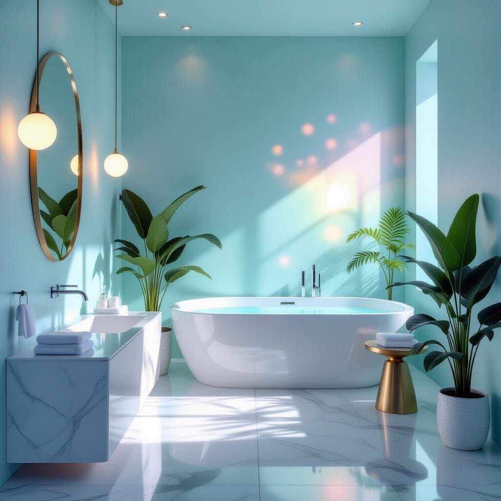 Ethereal Minimalist Bathroom with Pastel Gradients