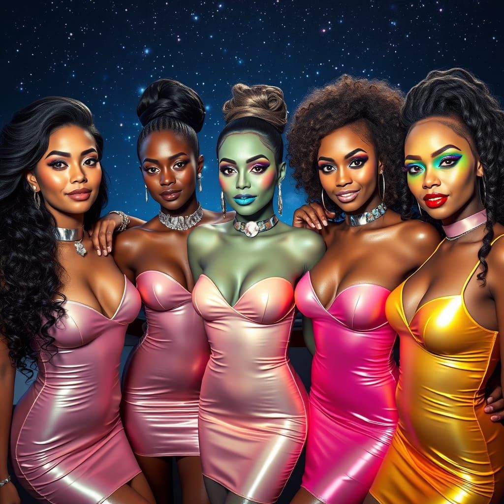 Futuristic Friends in Pearlescent Glamour