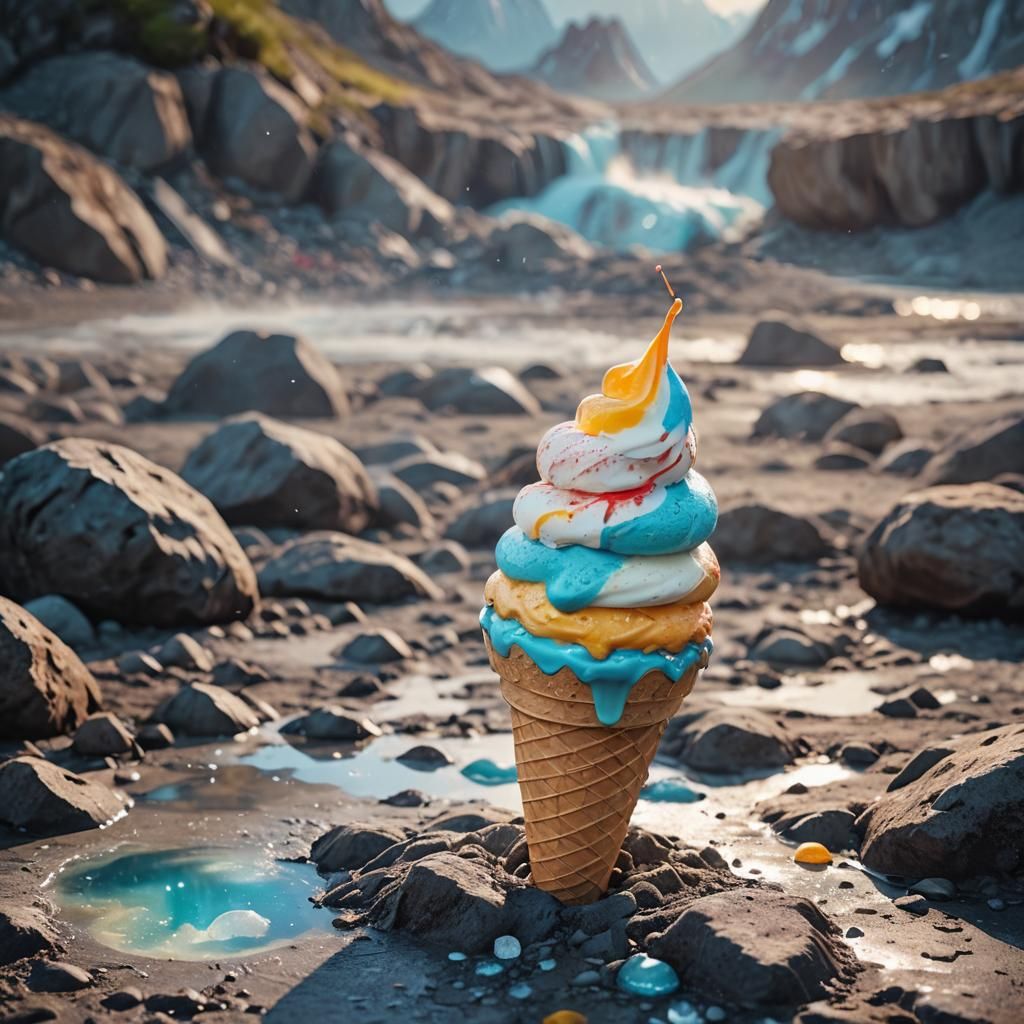 Colorful Ice Cream on a Hot Summer Day