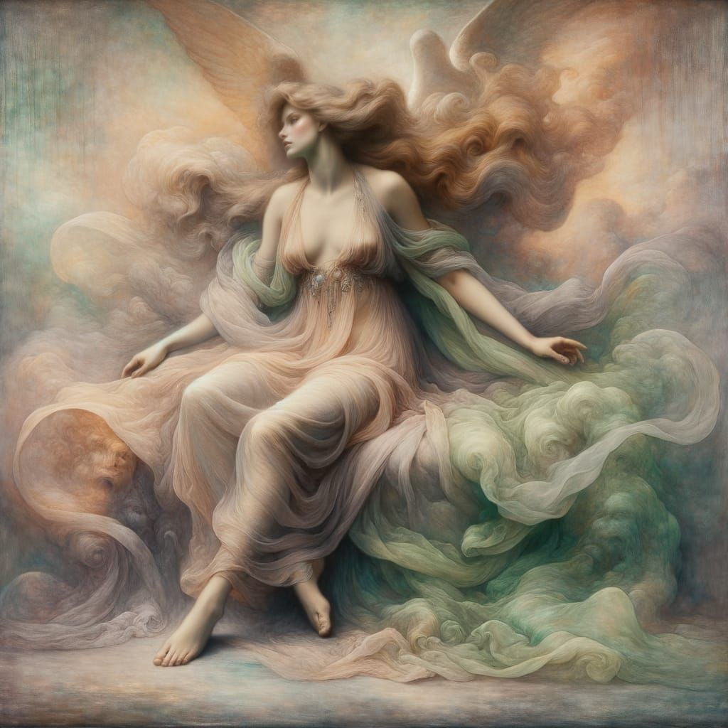 Norse Goddess in Dreamlike Romantic Landscape