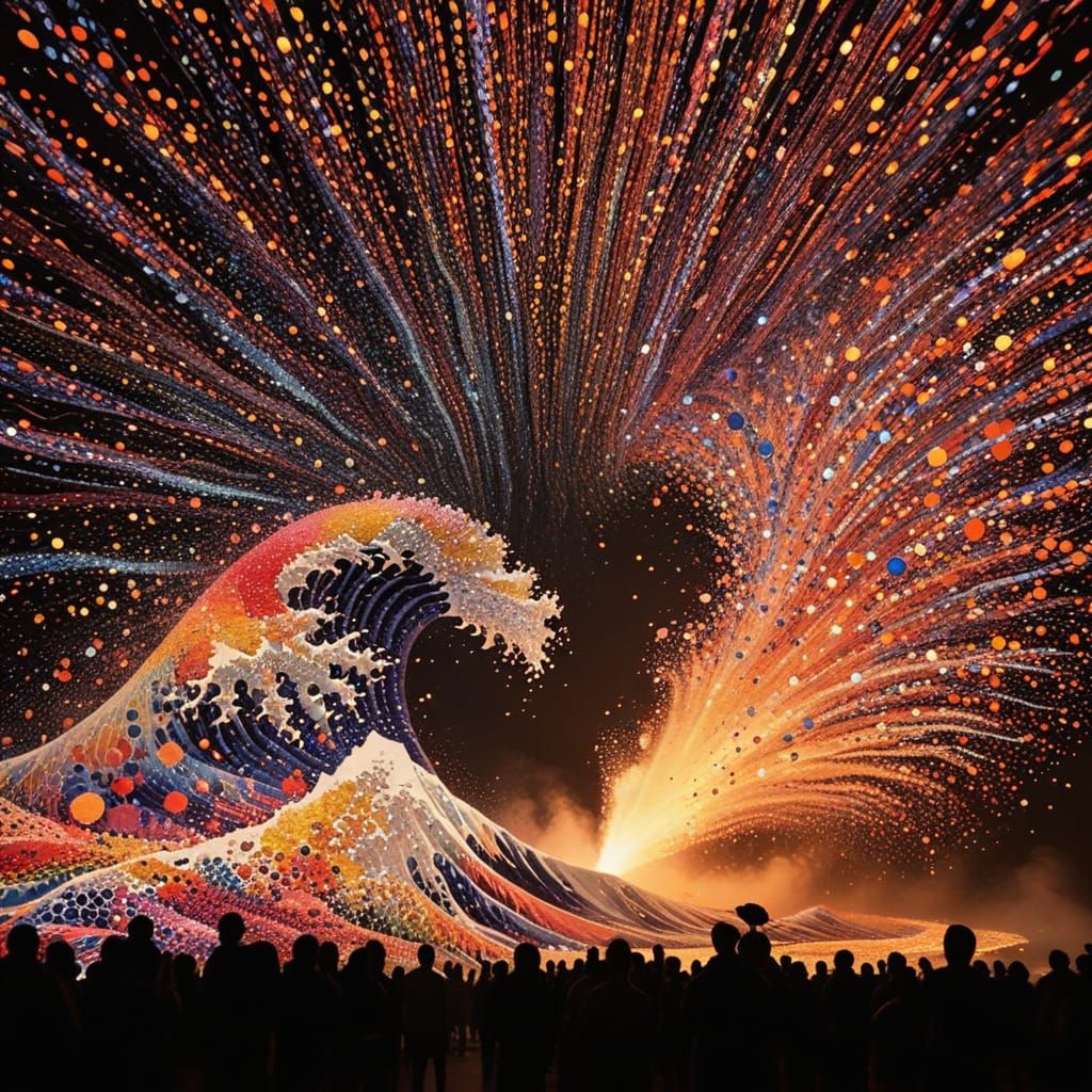 KUSAMA Team Lab  exploding tsunami  Pointillist Vortex Colla...