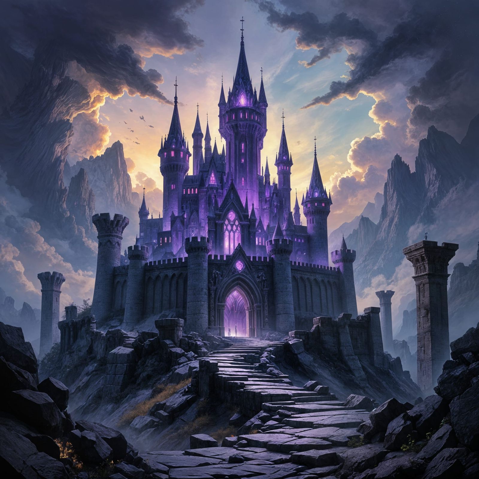 Amethyst Crystal Castle in Dark Fantasy Style