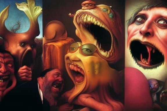 Psychedelic Expressionist Faces in Hyperdetailed Splash Art