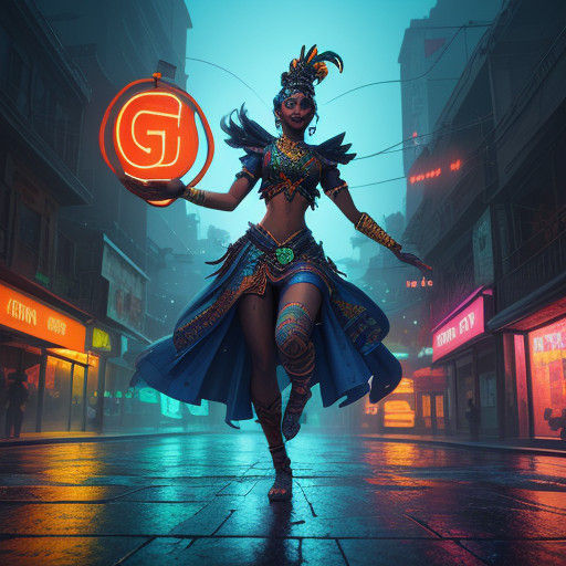 Vibrant Ohio Cityscape at Night, Fantasy Concept Art