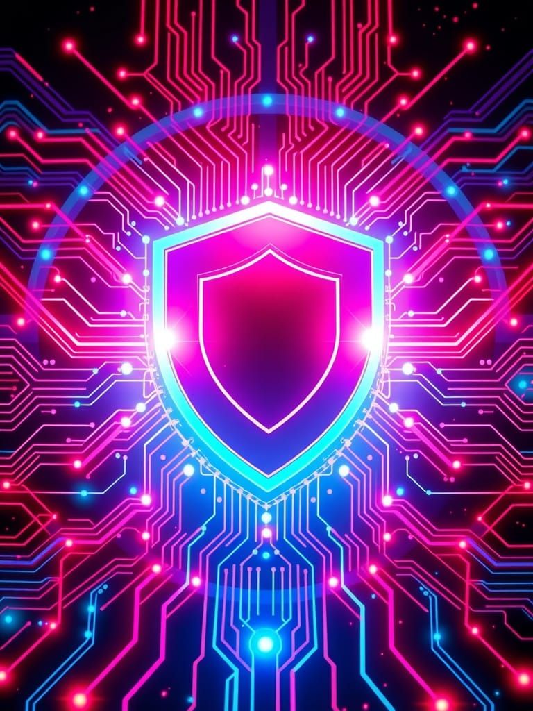 Luminous Cybersecurity Shield in a Digital Landscape